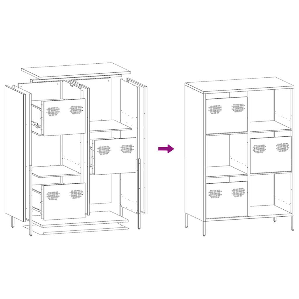 Highboard Anthrazit 68x39x103,5 cm Stahl