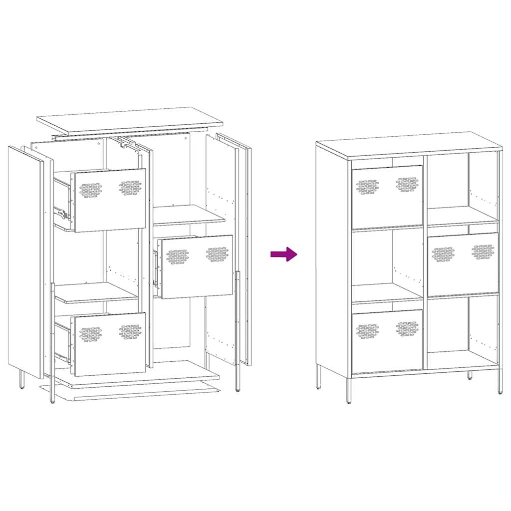 Highboard Olivgrün 68x39x103,5 cm Stahl