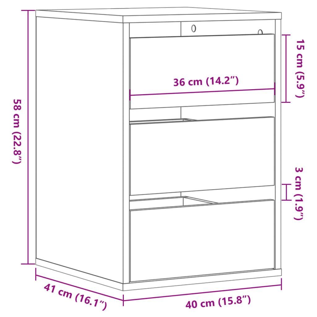 Kommode Sonoma-Eiche 40x41x58 cm Holzwerkstoff