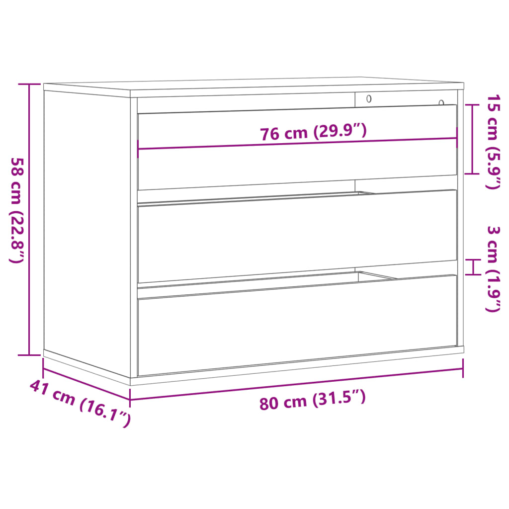 Kommode Braun Eichen-Optik 80x41x58 cm Holzwerkstoff