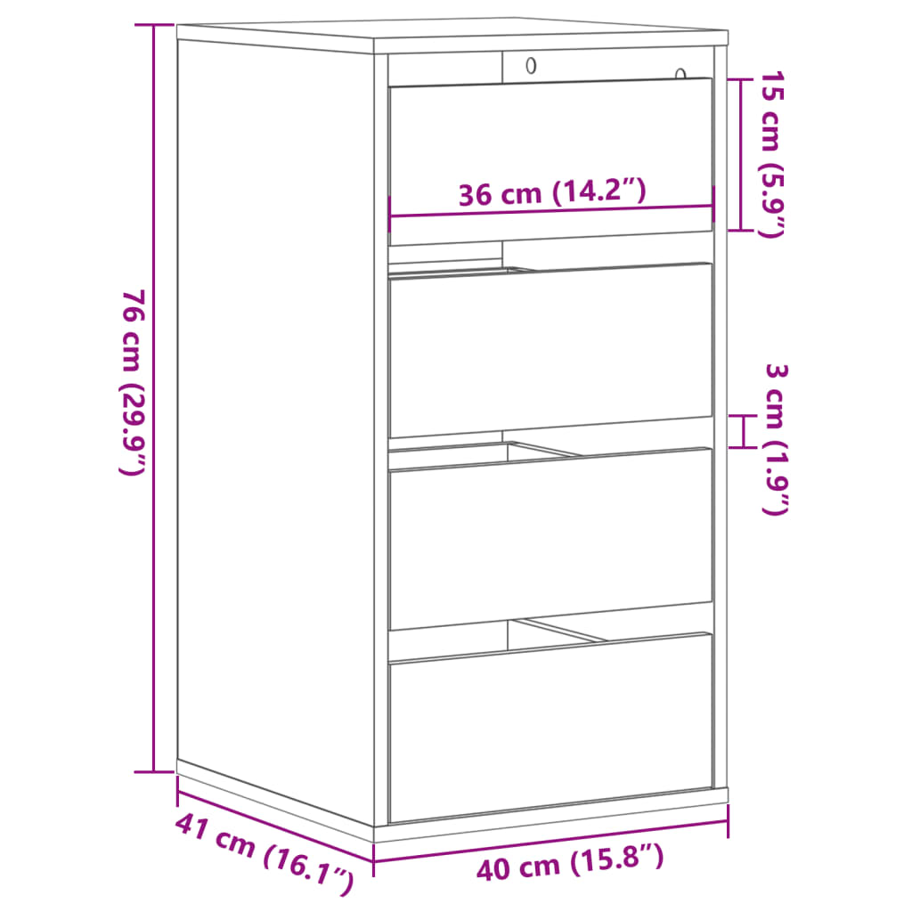 Kommode Braun Eichen-Optik 40x41x76 cm Holzwerkstoff