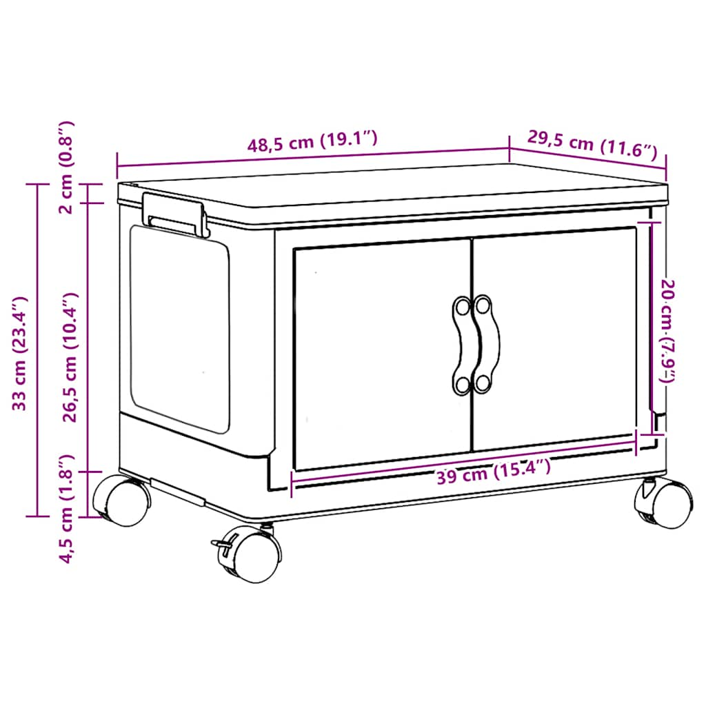 Aufbewahrungsbox mit Rädern Stapelbar 28 L 48,5x29,5x33 cm