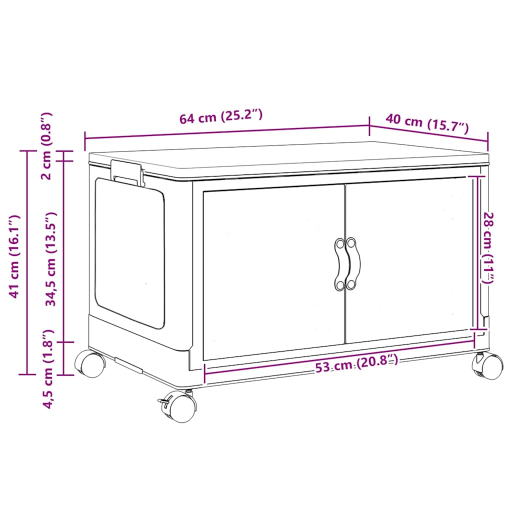 Aufbewahrungsbox mit Rädern Stapelbar 75 L 64x40x41 cm