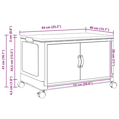 Aufbewahrungsbox mit Rädern Stapelbar 75 L 64x40x41 cm