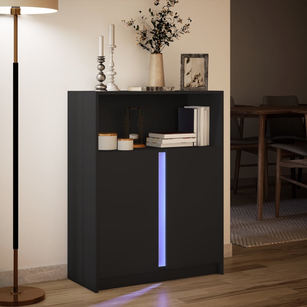 LED-Sideboard Schwarz 77x34x100 cm Holzwerkstoff