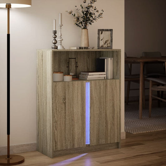 LED-Sideboard Sonoma-Eiche 77x34x100 cm Holzwerkstoff