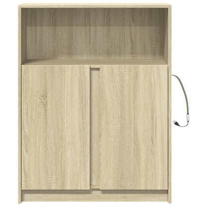 LED-Sideboard Sonoma-Eiche 77x34x100 cm Holzwerkstoff