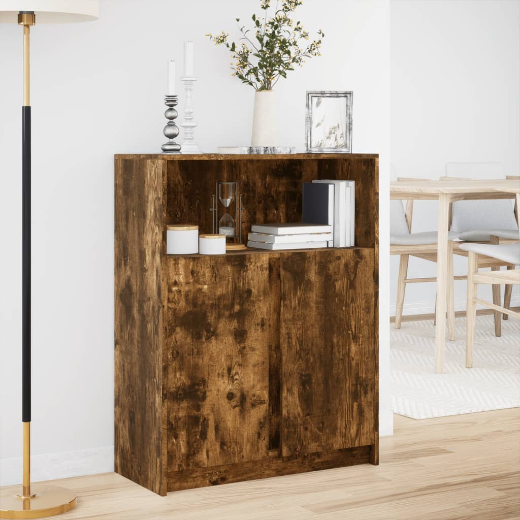 LED-Sideboard Räuchereiche 77x34x100 cm Holzwerkstoff