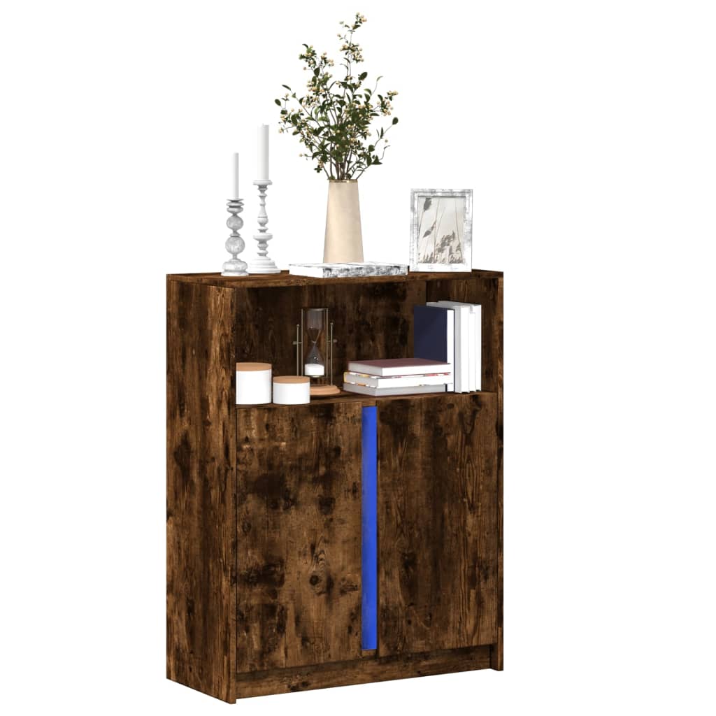 LED-Sideboard Räuchereiche 77x34x100 cm Holzwerkstoff