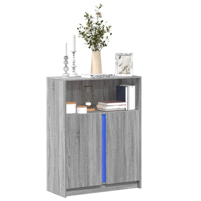 LED-Sideboard Grau Sonoma 77x34x100 cm Holzwerkstoff