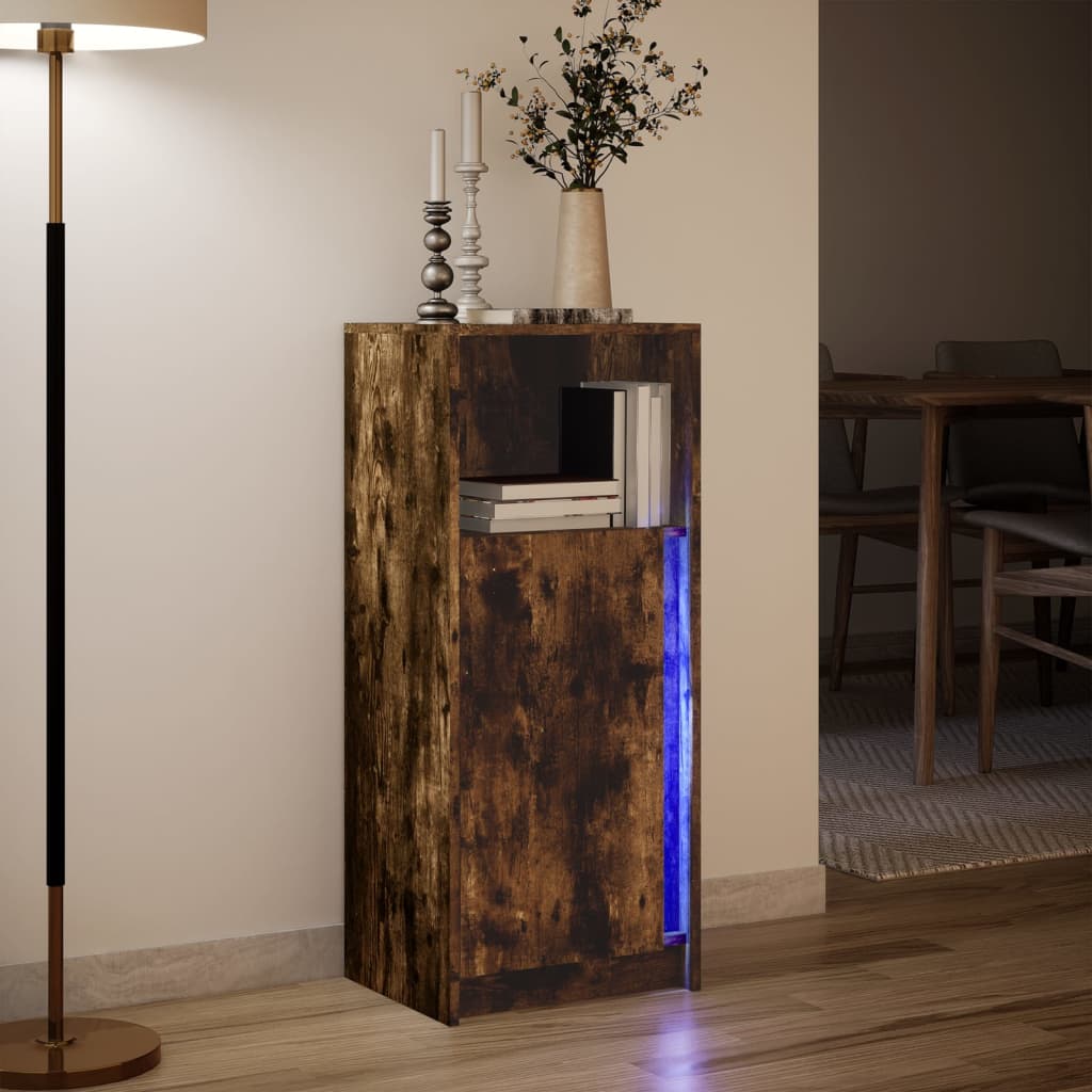 LED-Sideboard Räuchereiche 42,5x34x100 cm Holzwerkstoff