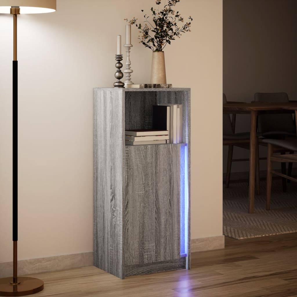 LED-Sideboard Grau Sonoma 42,5x34x100 cm Holzwerkstoff