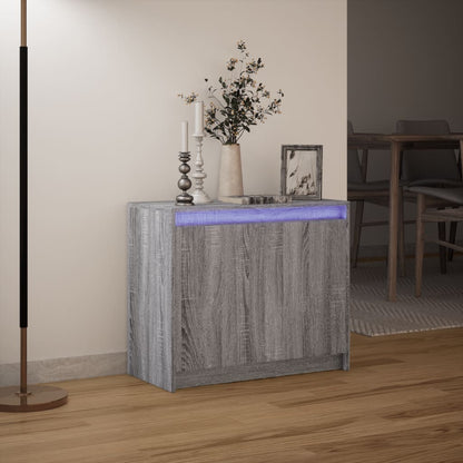 LED-Sideboard Grau Sonoma 72x34x61 cm Holzwerkstoff