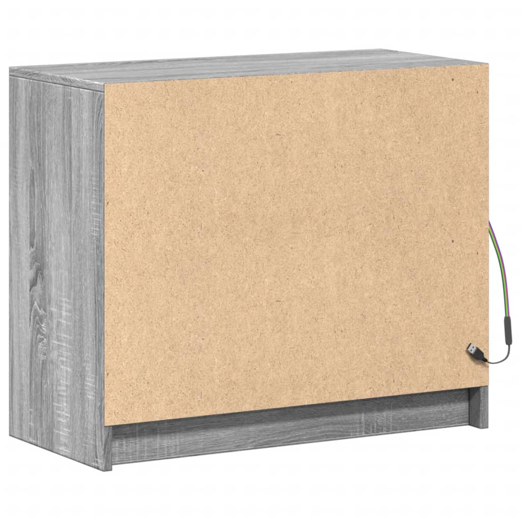 LED-Sideboard Grau Sonoma 72x34x61 cm Holzwerkstoff