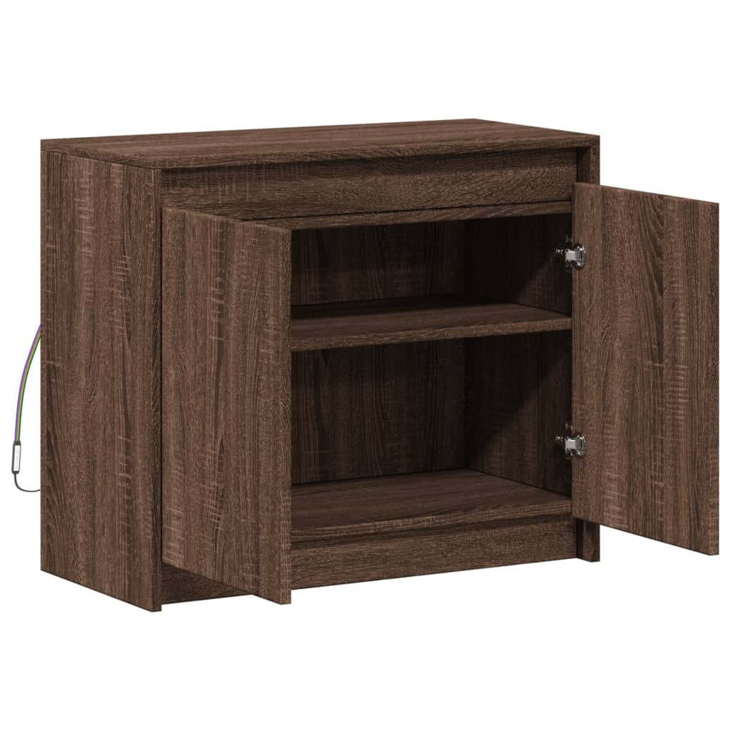 LED-Sideboard Braun Eichen-Optik 72x34x61 cm Holzwerkstoff