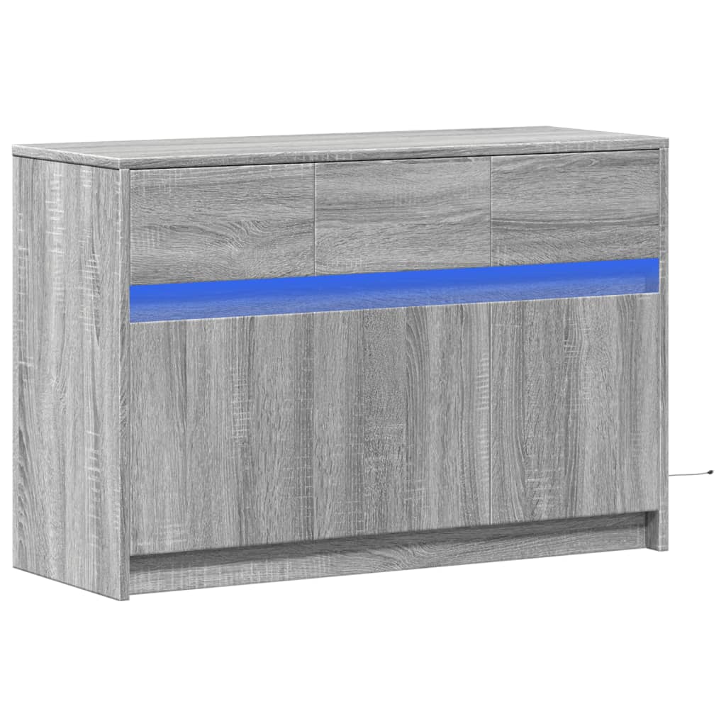 TV-Schrank mit LED-Beleuchtung Grau Sonoma 91x34x61 cm