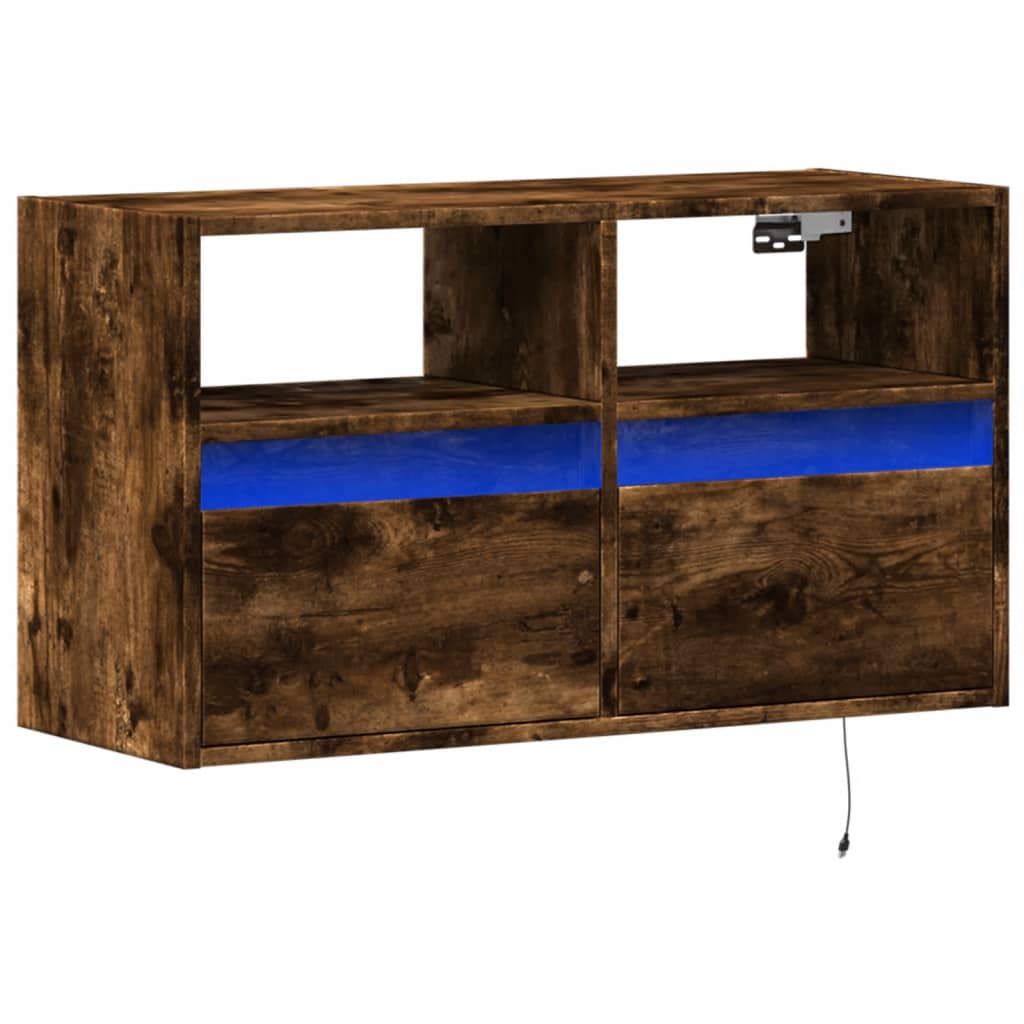 TV-Wandschrank mit LED-Beleuchtung Räuchereiche 80x31x45 cm