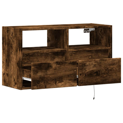 TV-Wandschrank mit LED-Beleuchtung Räuchereiche 80x31x45 cm