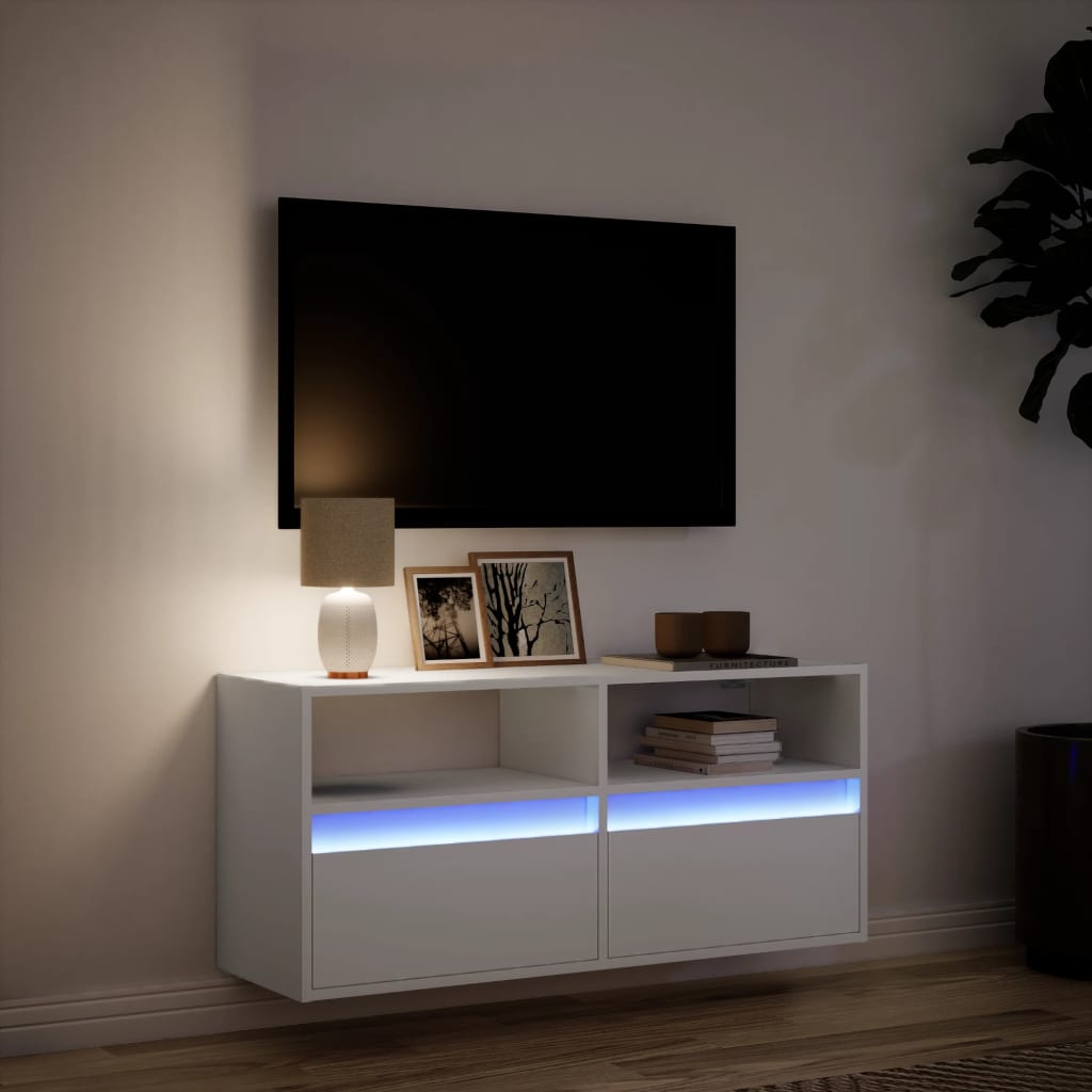 TV-Wandschrank mit LED-Beleuchtung Weiß 100x31x45 cm