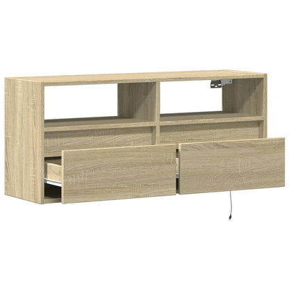 TV-Wandschrank mit LED-Beleuchtung Sonoma-Eiche 100x31x45 cm