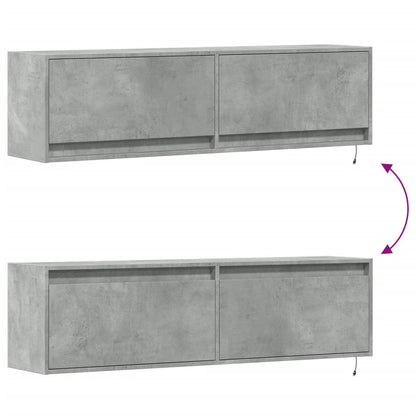 TV-Wandschrank mit LED-Beleuchtung Betongrau 140x31x38 cm