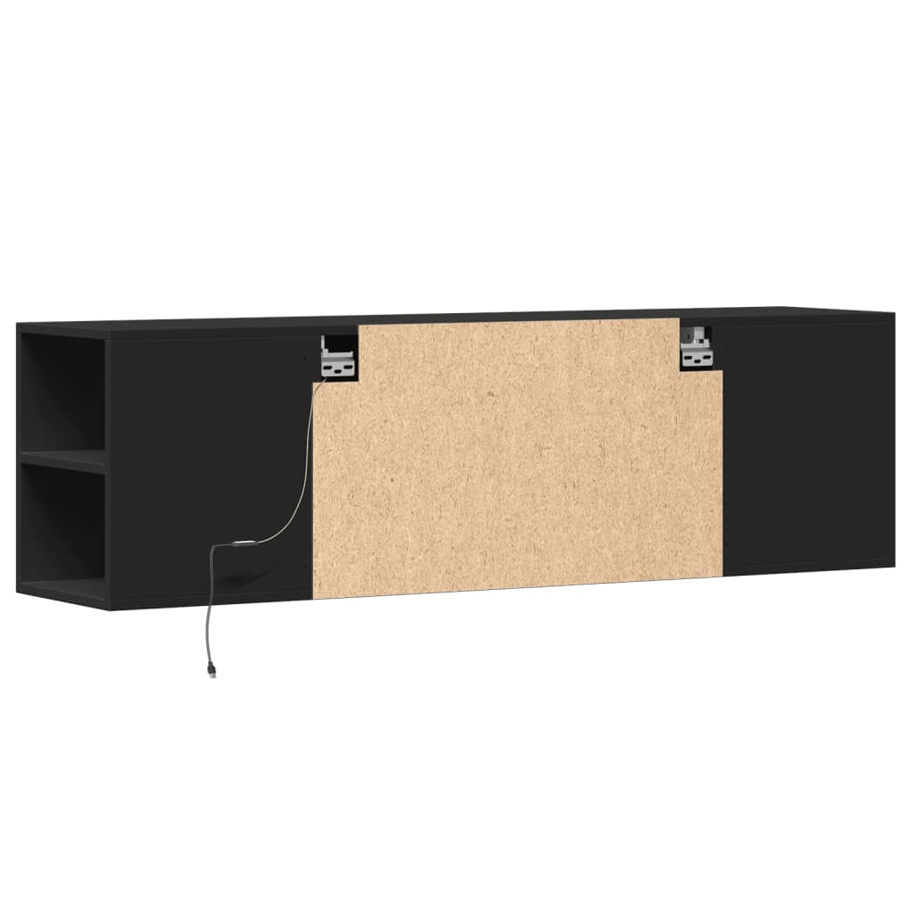 TV-Wandschrank mit LED-Beleuchtung Schwarz 135x31x39,5 cm