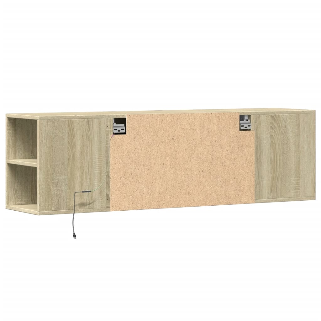 TV-Wandschrank mit LED-Beleuchtung Sonoma-Eiche 135x31x39,5 cm