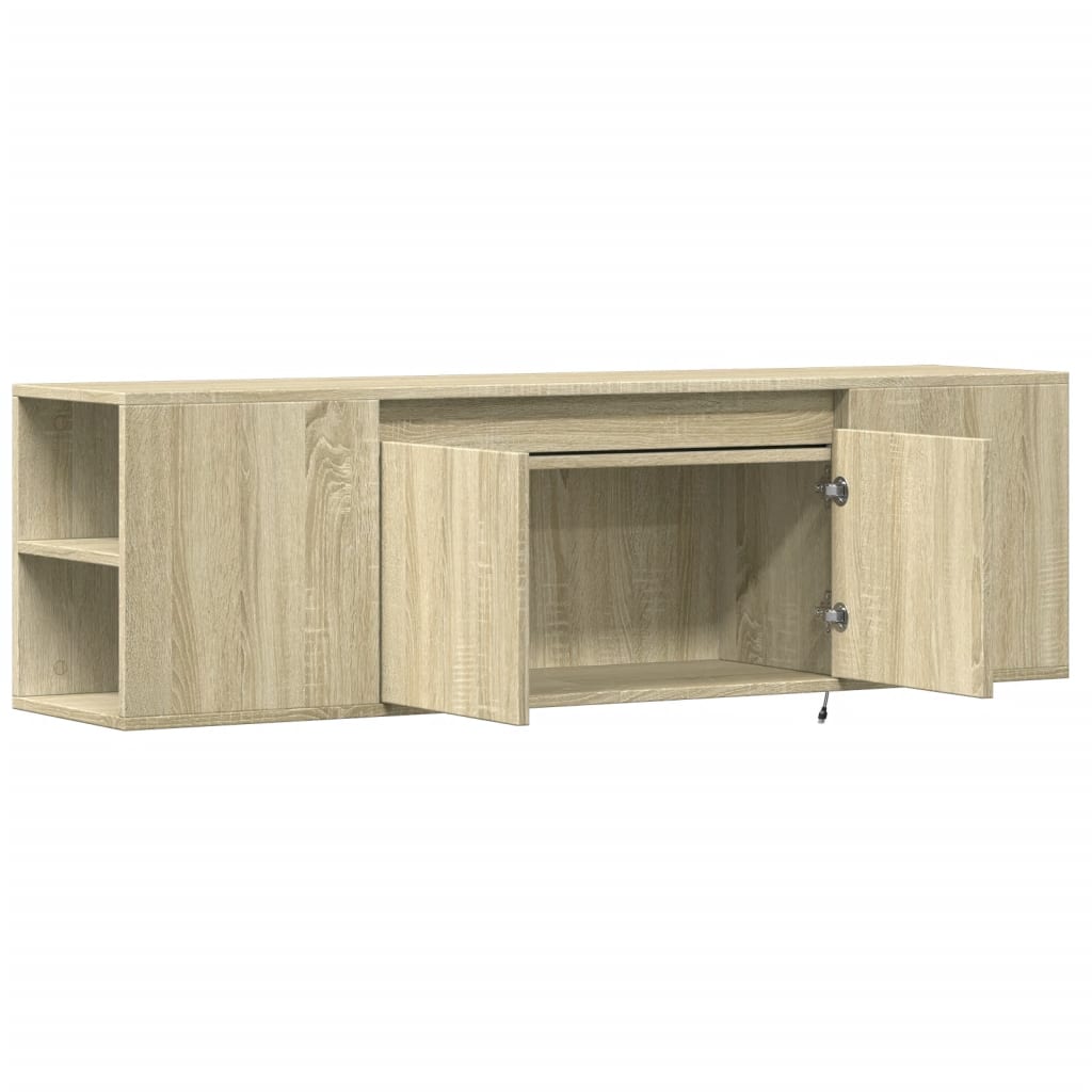 TV-Wandschrank mit LED-Beleuchtung Sonoma-Eiche 135x31x39,5 cm