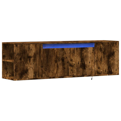 TV-Wandschrank mit LED-Beleuchtung Räuchereiche 135x31x39,5 cm