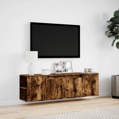 TV-Wandschrank mit LED-Beleuchtung Räuchereiche 135x31x39,5 cm