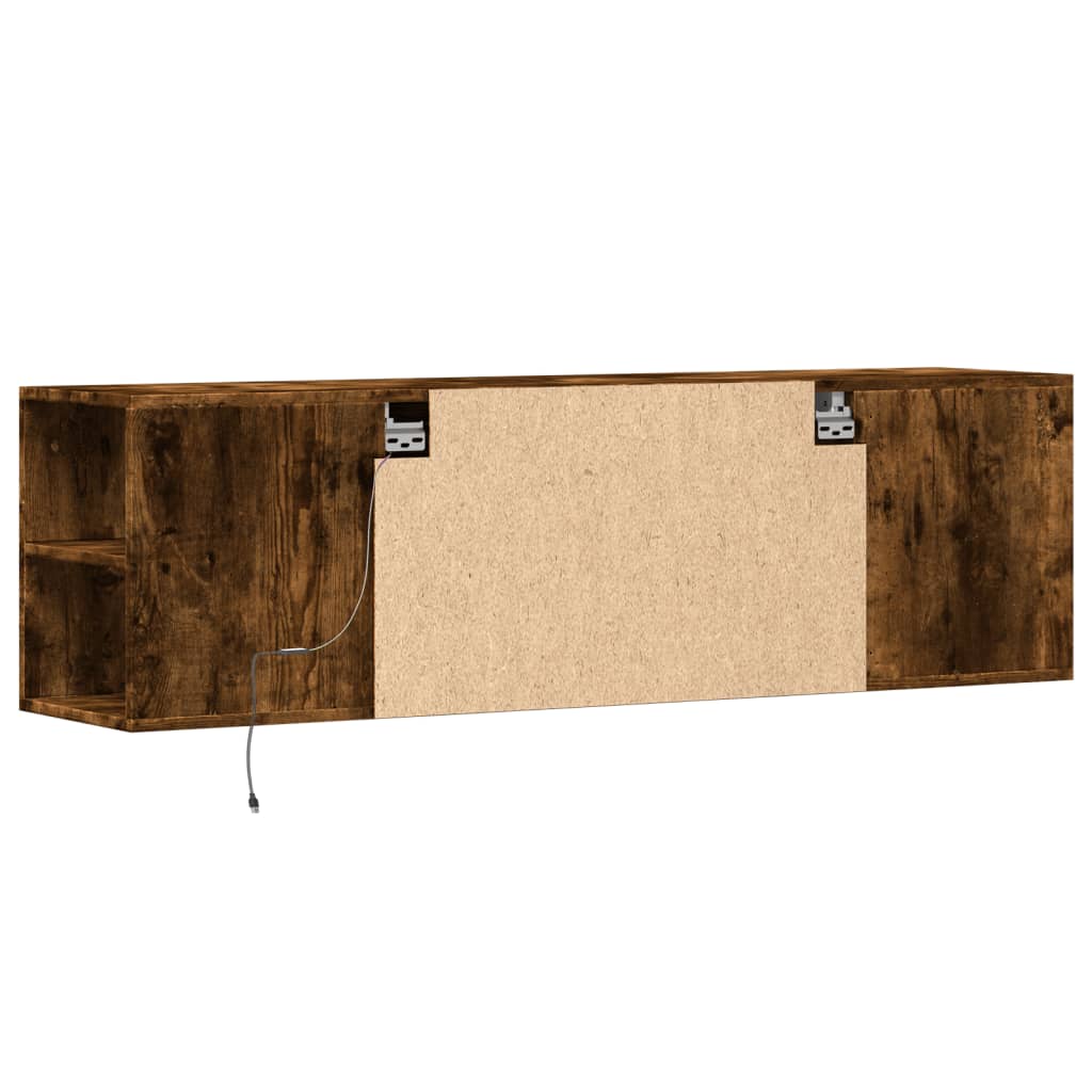 TV-Wandschrank mit LED-Beleuchtung Räuchereiche 135x31x39,5 cm