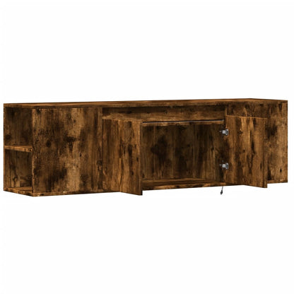 TV-Wandschrank mit LED-Beleuchtung Räuchereiche 135x31x39,5 cm