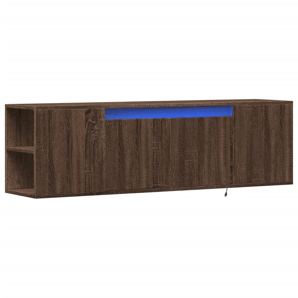 TV-Wandschrank mit LED-Beleuchtung Eichen-Optik 135x31x39,5 cm