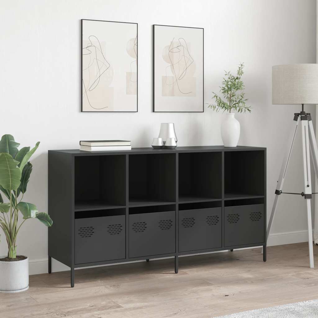 Sideboard Schwarz 135x39x73,5 cm Kaltgewalzter Stahl