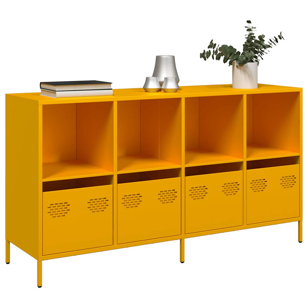 Sideboard Senfgelb 135x39x73,5 cm Kaltgewalzter Stahl