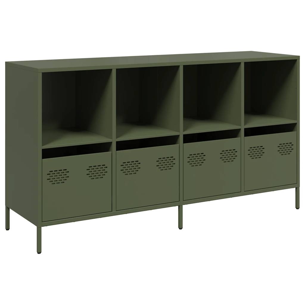 Sideboard Olivgrün 135x39x73,5 cm Kaltgewalzter Stahl