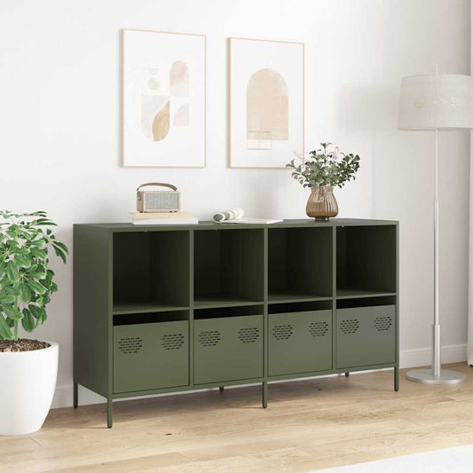 Sideboard Olivgrün 135x39x73,5 cm Kaltgewalzter Stahl