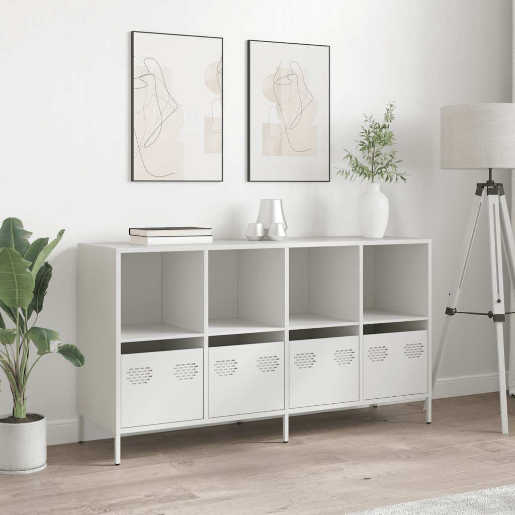 Sideboard Weiß 135x39x73,5 cm Kaltgewalzter Stahl