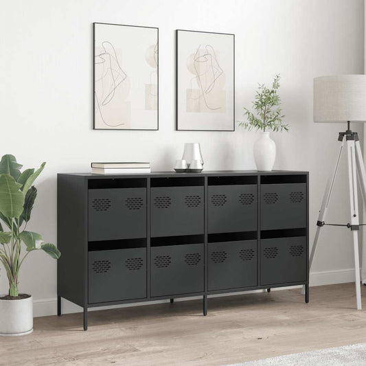 Sideboard Schwarz 135x39x73,5 cm Kaltgewalzter Stahl