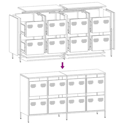 Sideboard Schwarz 135x39x73,5 cm Kaltgewalzter Stahl