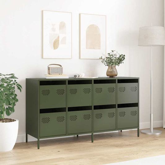 Sideboard Olivgrün 135x39x73,5 cm Kaltgewalzter Stahl