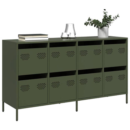 Sideboard Olivgrün 135x39x73,5 cm Kaltgewalzter Stahl