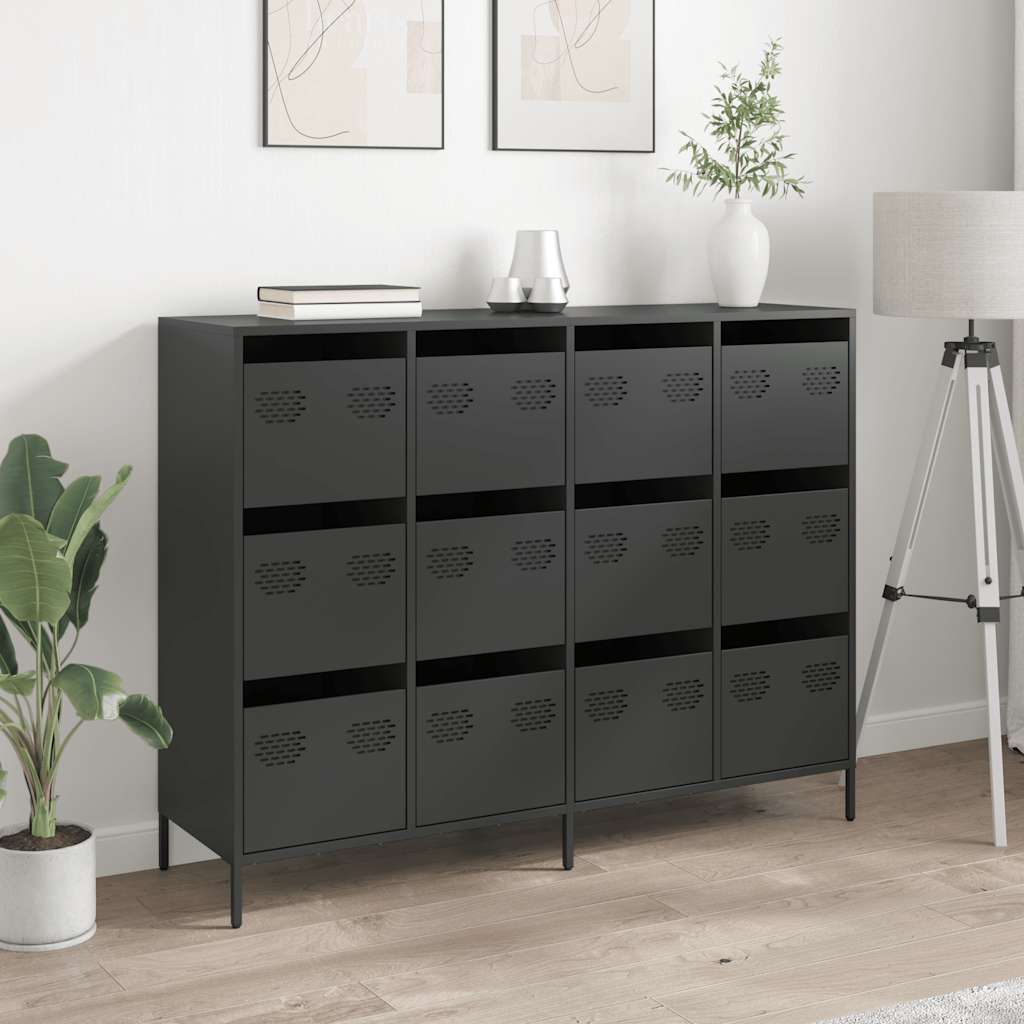 Sideboard Schwarz 135x39x103,5 cm Kaltgewalzter Stahl