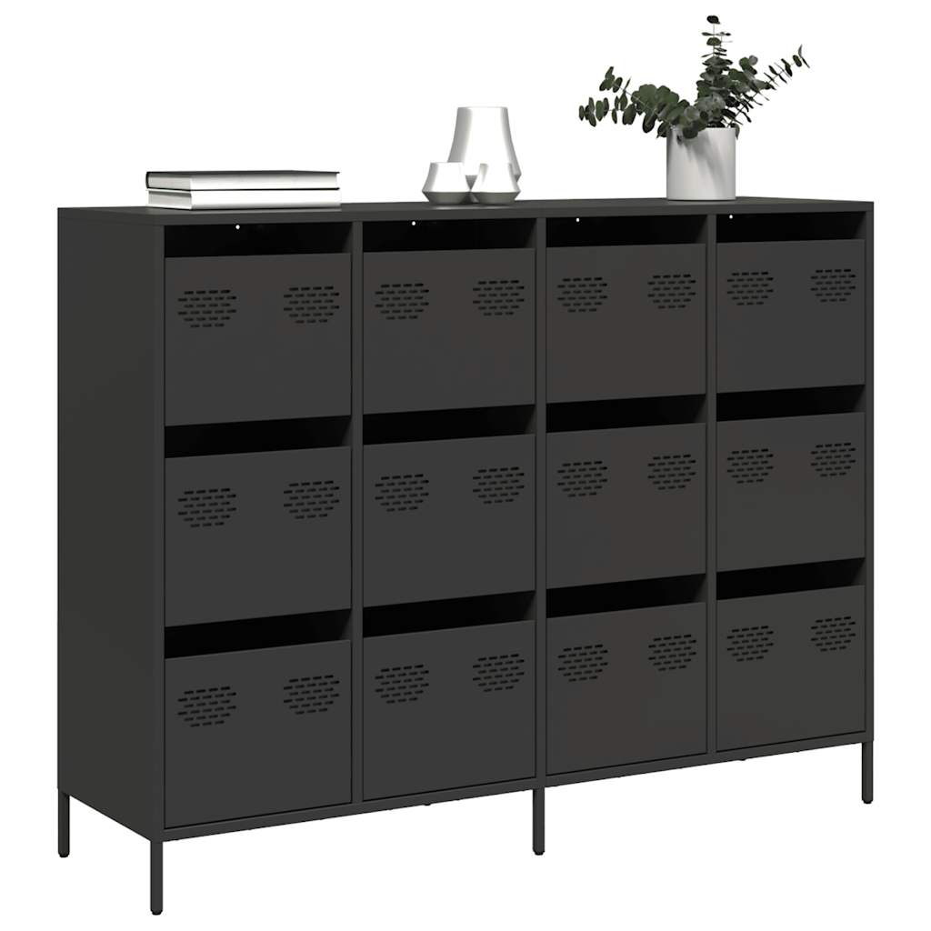 Sideboard Schwarz 135x39x103,5 cm Kaltgewalzter Stahl