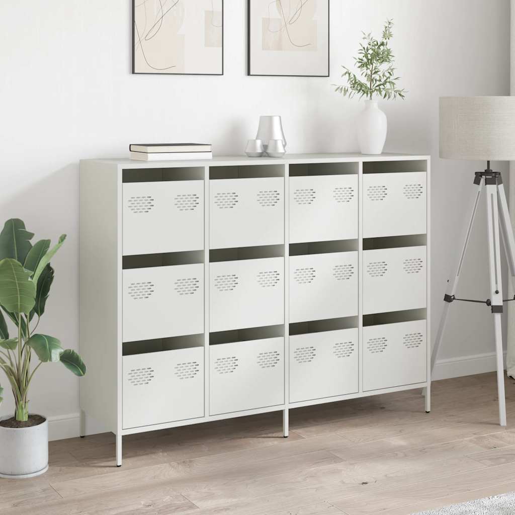 Sideboard Weiß 135x39x103,5 cm Kaltgewalzter Stahl