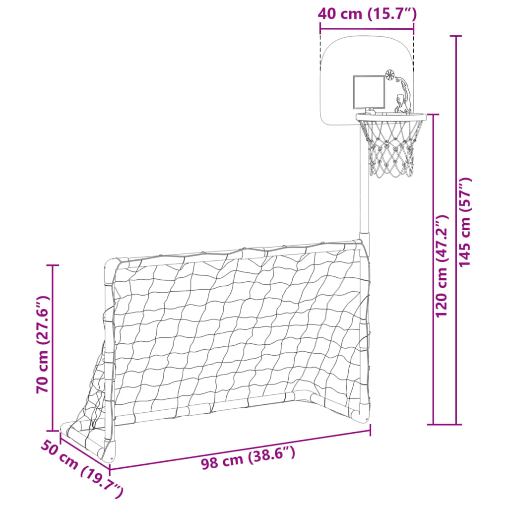 Fußball- und Basketball-Set für Kinder mit Bällen 98x50x70 cm