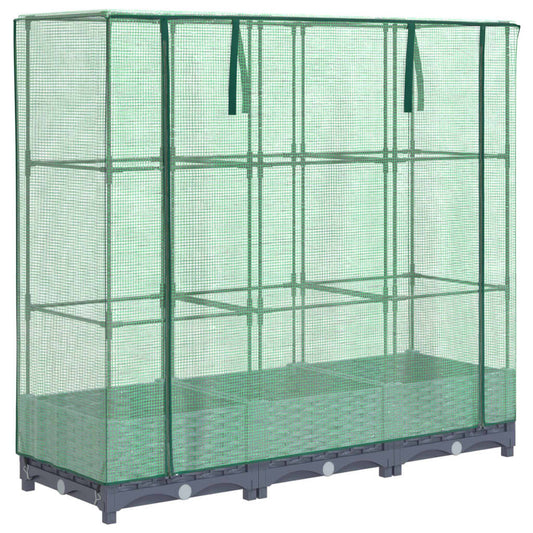 Hochbeet mit Gewächshausabdeckung Rattanoptik 120x40x123 cm