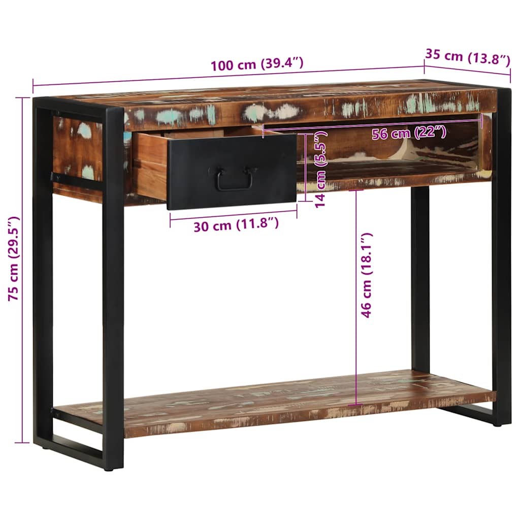 Konsolentisch Mehrfarbig 100x35x75 cm Massivholz Altholz