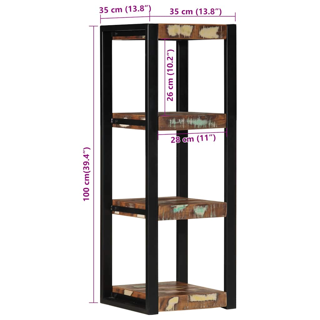 Wandregal Mehrfarbig 35x35x100 cm Altholz Massivholz