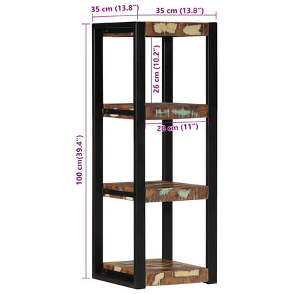 Wandregal Mehrfarbig 35x35x100 cm Altholz Massivholz